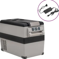 Koelbox met handvat en adapter 35 L PP & PE zwart en grijs>vidaXL Outlet