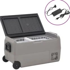 Koelbox met wielen en adapter 36 L PP en PE zwart en grijs>vidaXL Sale