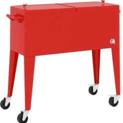 Keuken & Eetkamer*vidaXL Koelbox op wielen 92x43x89 cm rood