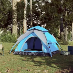 Buitensport*vidaXL Koepeltent 3-persoons snelontgrendeling Blauw