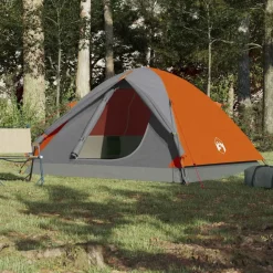 Buitensport*vidaXL Koepeltent 3-persoons waterdicht oranje Grijs en oranje
