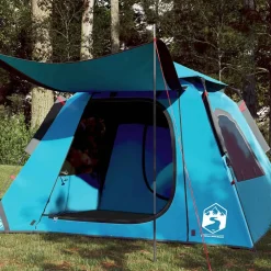 Buitensport*vidaXL Koepeltent 4-persoons snelontgrendeling Blauw