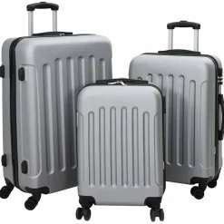 Bagage & Tassen*vidaXL Koffer met slot 3 pcs 50 x 31 x 78 cm ABS Kunststof Zilver