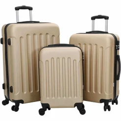 Bagage & Tassen*vidaXL Koffer met slot 3 pcs 50 x 31 x 78 cm ABS Kunststof champagne