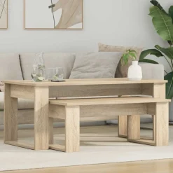 Tafels*vidaXL Koffietafel Set 2 pcs Bewerkt hout Sonoma eiken
