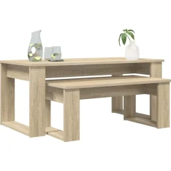 Tafels*vidaXL Koffietafel Set 2 pcs Bewerkt hout Sonoma eiken