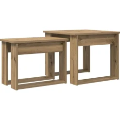 Tafels*vidaXL Koffietafel Set 2 pcs Artisan Eiken Bewerkt hout artisanaal eikenkleurig