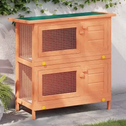 Konijnenhok voor buiten met 4 deuren hout>vidaXL Best
