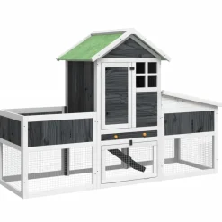 Huisdierbenodigdheden*vidaXL Konijnenhok 170x63x113 cm massief grenenhout Grijs
