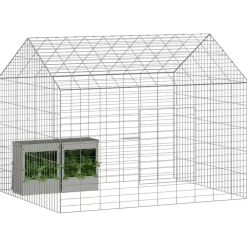 Huisdierbenodigdheden*vidaXL Konijnenkooi Zilver 400 x 78 x 78 cm Gegalvaniseerd staal