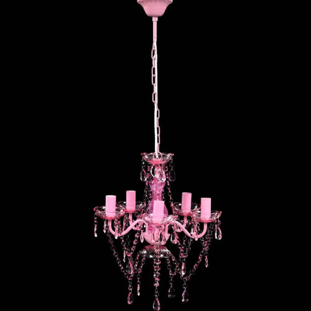 Kristallen licht met 5 gloeilampen rosa>vidaXL Discount