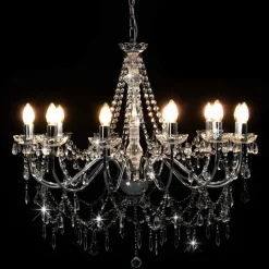 Verlichting*vidaXL Kroonluchter met kralen 12xE14 kleurig Zilver