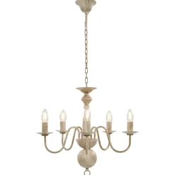 Verlichting*vidaXL Kroonluchter 5xE14 antiek Wit