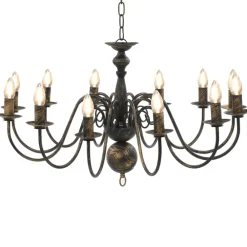Verlichting*vidaXL Kroonluchter 12xE14 antiek Zwart