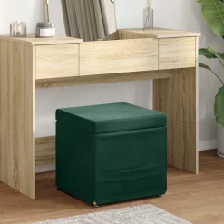 Stoelen*vidaXL Kruk 41 x 41 x 40 cm Velvet en Gefabriceerd Hout Donkergroen