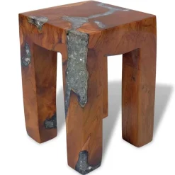 Stoelen*vidaXL Kruk massief teakhout en hars