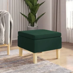 Stoelen*vidaXL Kruk met houten poten stof Donkergroen