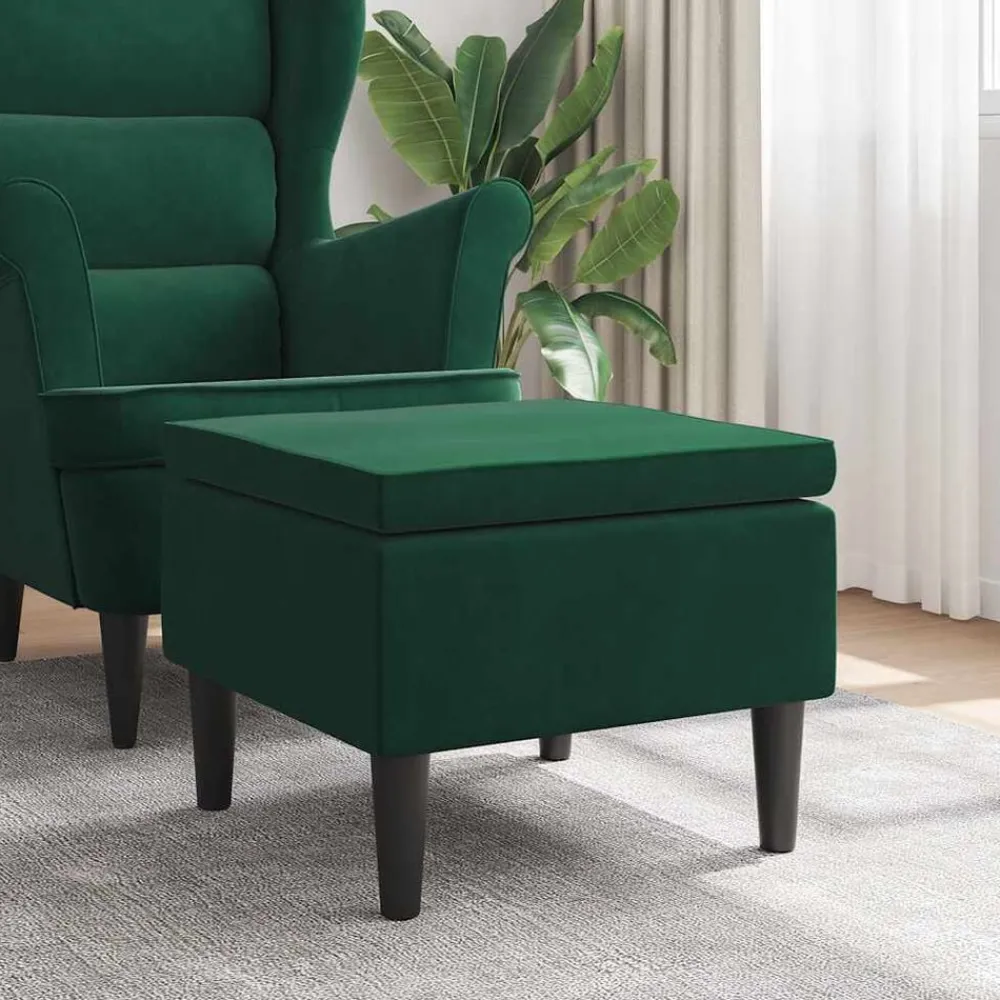 Stoelen*vidaXL Kruk met houten poten fluweel Donkergroen