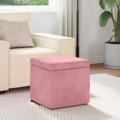 Kruk 41 x 41 x 40 cm Velvet en Gefabriceerd Hout><noscript><img width=