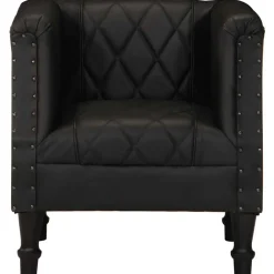 Stoelen*vidaXL Kuipstoel echt geitenleer Zwart