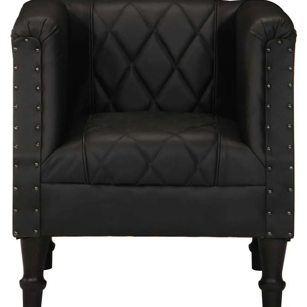 Stoelen*vidaXL Kuipstoel echt geitenleer Zwart