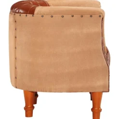 Stoelen*vidaXL Kuipstoel echt leer en massief mangohout Bruin