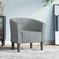 Stoelen*vidaXL Kuipstoel fluweel Donkergrijs