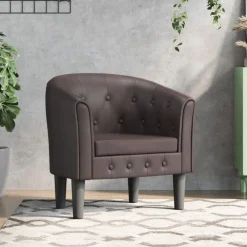 Stoelen*vidaXL Kuipstoel kunstleer Bruin