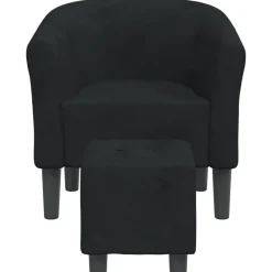 Stoelen*vidaXL Kuipstoel met voetenbank fluweel Zwart