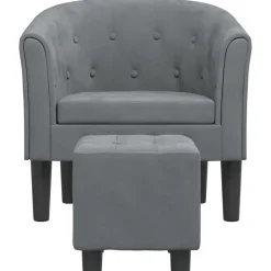 Stoelen*vidaXL Kuipstoel met voetenbank fluweel Donkergrijs
