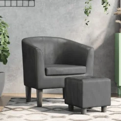 Kuipstoel met voetenbankje kunstleer>vidaXL Discount