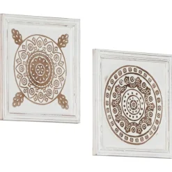 Kunst Decoratie 2 pcs Bruin en wit 40 x 40 x 1,5 cm>vidaXL
