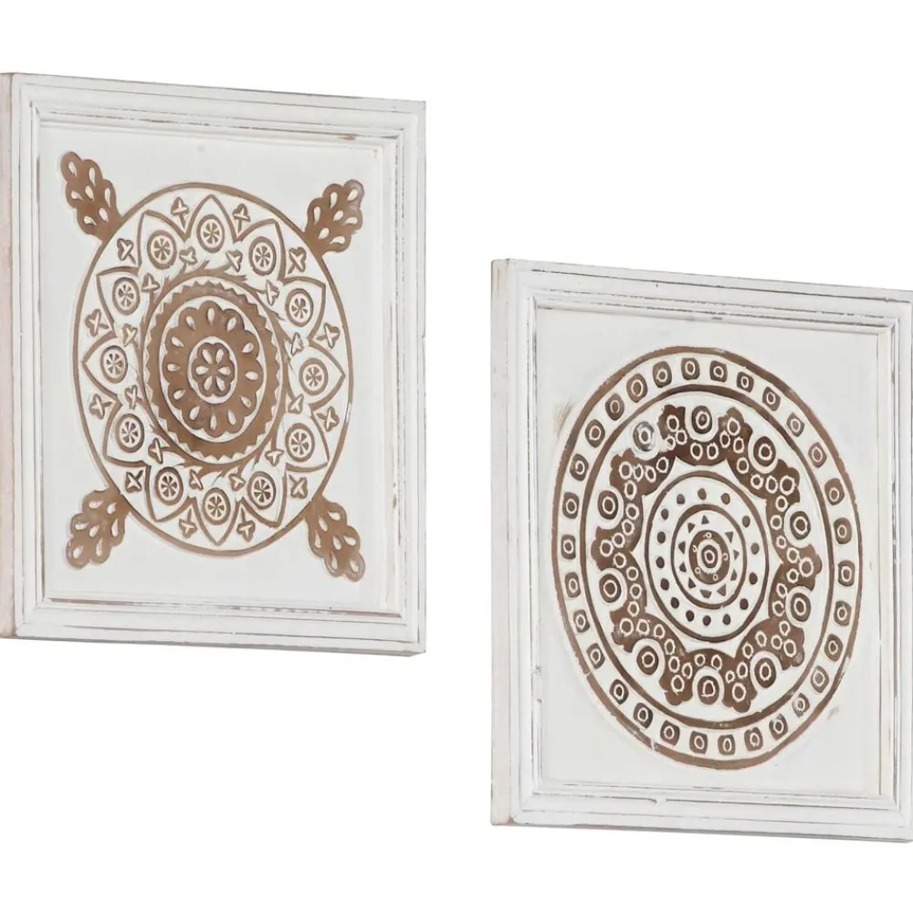 Kunst Decoratie 2 pcs Bruin en wit 40 x 40 x 1,5 cm>vidaXL