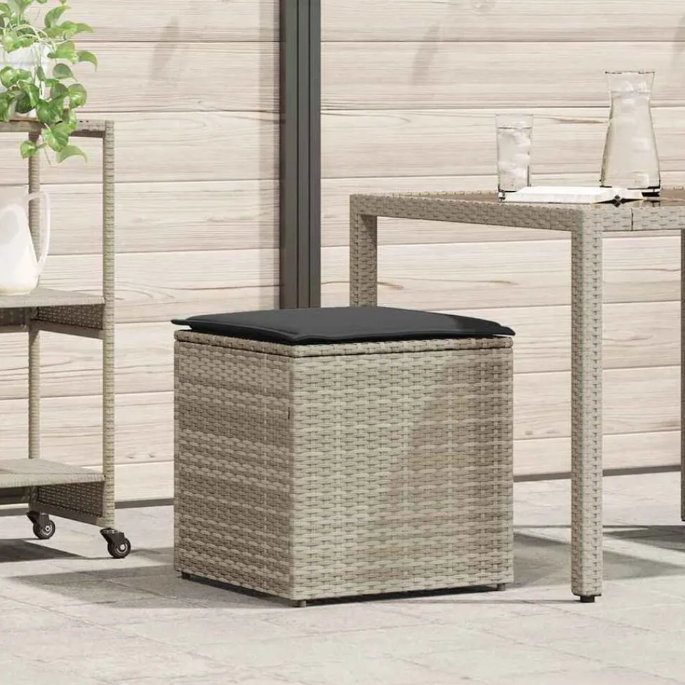 Kussenbox met opslag Lichtgrijs 50 x 50 x 50 cm poly rattan>vidaXL Sale
