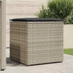 Kussenbox met opslag Lichtgrijs 50 x 50 x 50 cm poly rattan><noscript><img width=