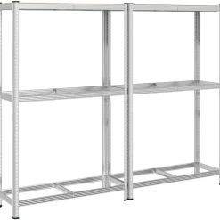 Industriële Opslag*vidaXL 2-laags bandenrekken 2st 110x40x180cm staal&bewerkt hout zilver