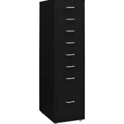 Kasten & Opbergmeubelen*vidaXL Ladeblok verrijdbaar 28x41x109 cm metaal Zwart