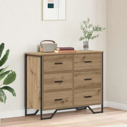 Kasten & Opbergmeubelen*vidaXL Ladekast met lade 2 pcs Artisan Eiken 91 x 35,5 x 74,5 cm artisanaal eikenkleurig