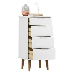 Kasten & Opbergmeubelen*vidaXL Ladekast MOLDE 40x35x82 cm massief grenenhout Wit