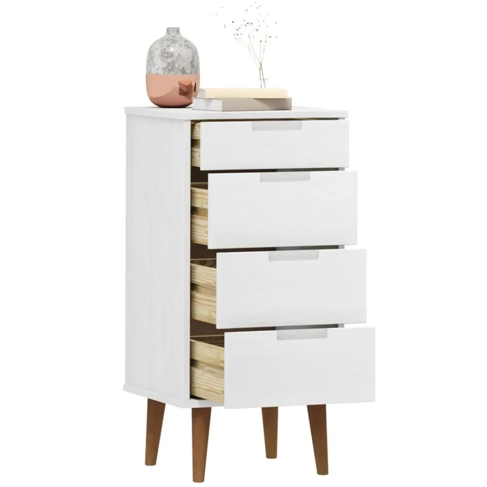 Kasten & Opbergmeubelen*vidaXL Ladekast MOLDE 40x35x82 cm massief grenenhout Wit