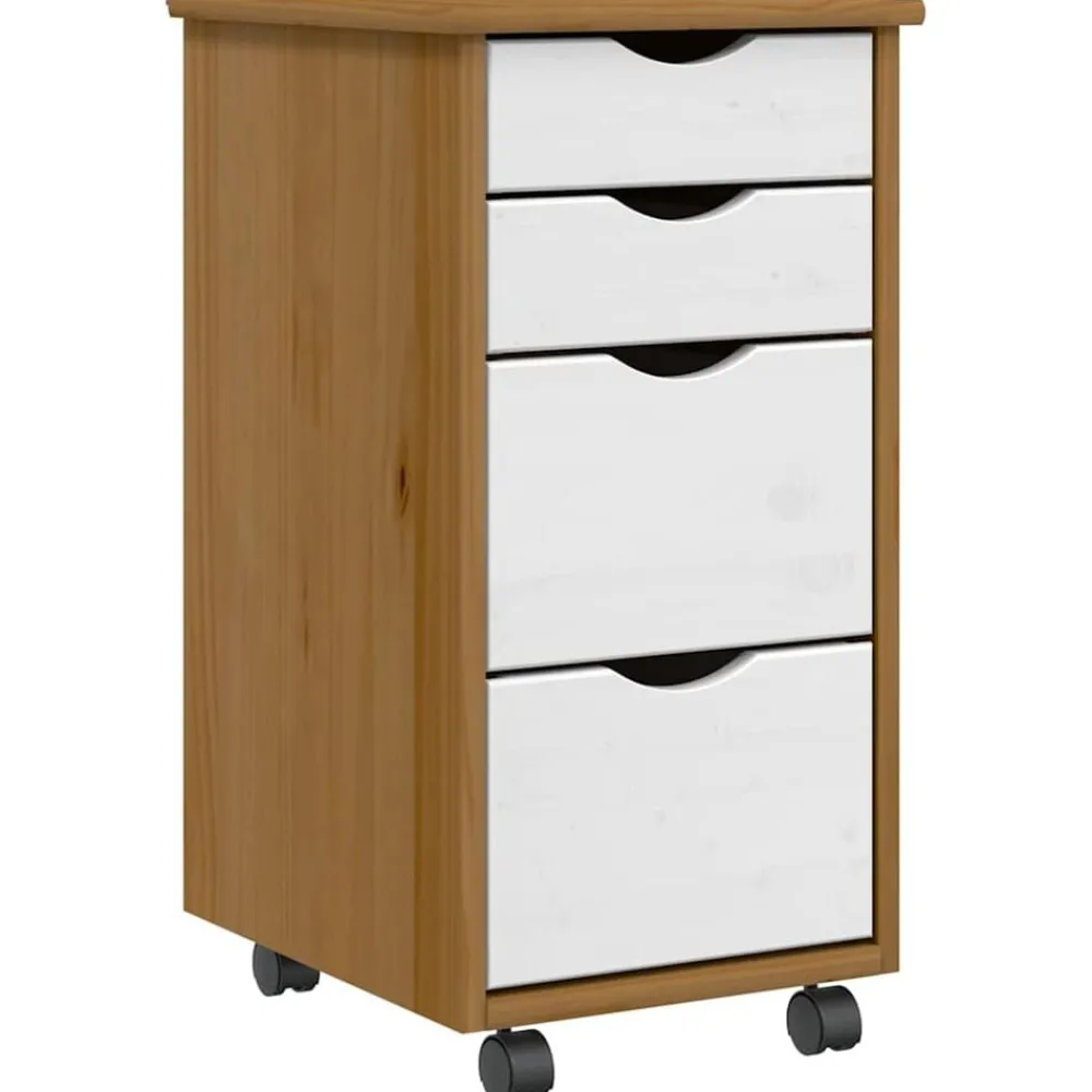 Ladekast MOSS verrijdbaar massief grenenhout honingbruin>vidaXL New