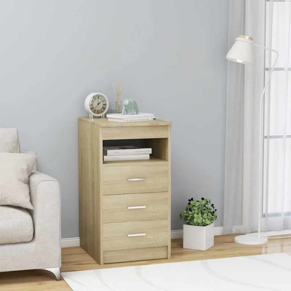 Kasten & Opbergmeubelen*vidaXL Ladekast 40x50x76 cm bewerkt hout kleurig Sonoma eiken