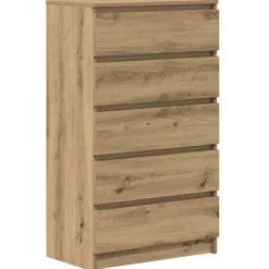 Kasten & Opbergmeubelen*vidaXL Ladekast 60x36x103 cm bewerkt hout artisanaal eikenkleur artisanaal eikenkleurig