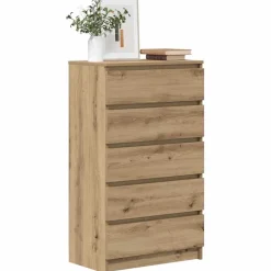 Kasten & Opbergmeubelen*vidaXL Ladekast 60x36x103 cm bewerkt hout artisanaal eikenkleur artisanaal eikenkleurig