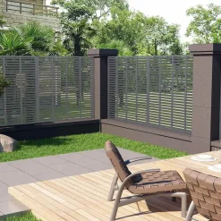 Tuinafscheidingen*vidaXL Lamellenhek 180x180 cm HKC Grijs
