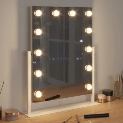 LED Make-up Spiegel Wit 44 x 10 x 53 cm Glas en Staal><noscript><img width=