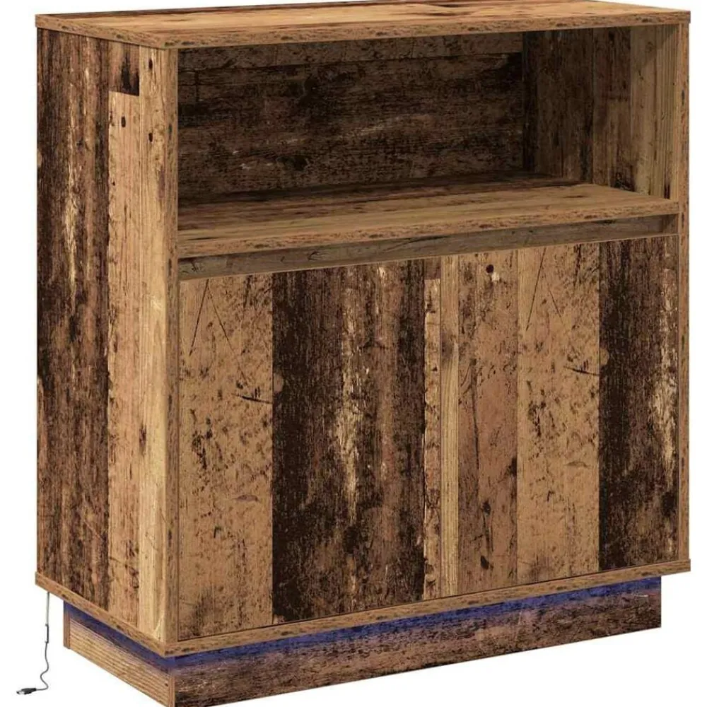 Kasten & Opbergmeubelen*vidaXL LED Sideboard Oudhout 71 x 34,5 x 75 cm Bewerkt hout Oud hout