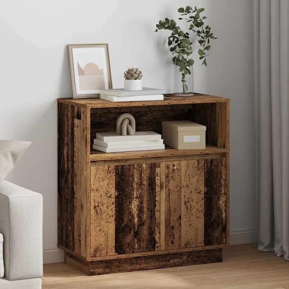 Kasten & Opbergmeubelen*vidaXL LED Sideboard Oudhout 71 x 34,5 x 75 cm Bewerkt hout Oud hout