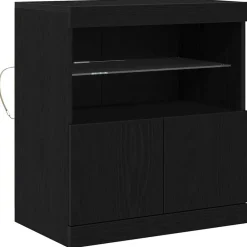 Kasten & Opbergmeubelen*vidaXL LED Sideboard Zwart 60,5 x 37 x 67 cm Bewerkt hout Zwart eiken