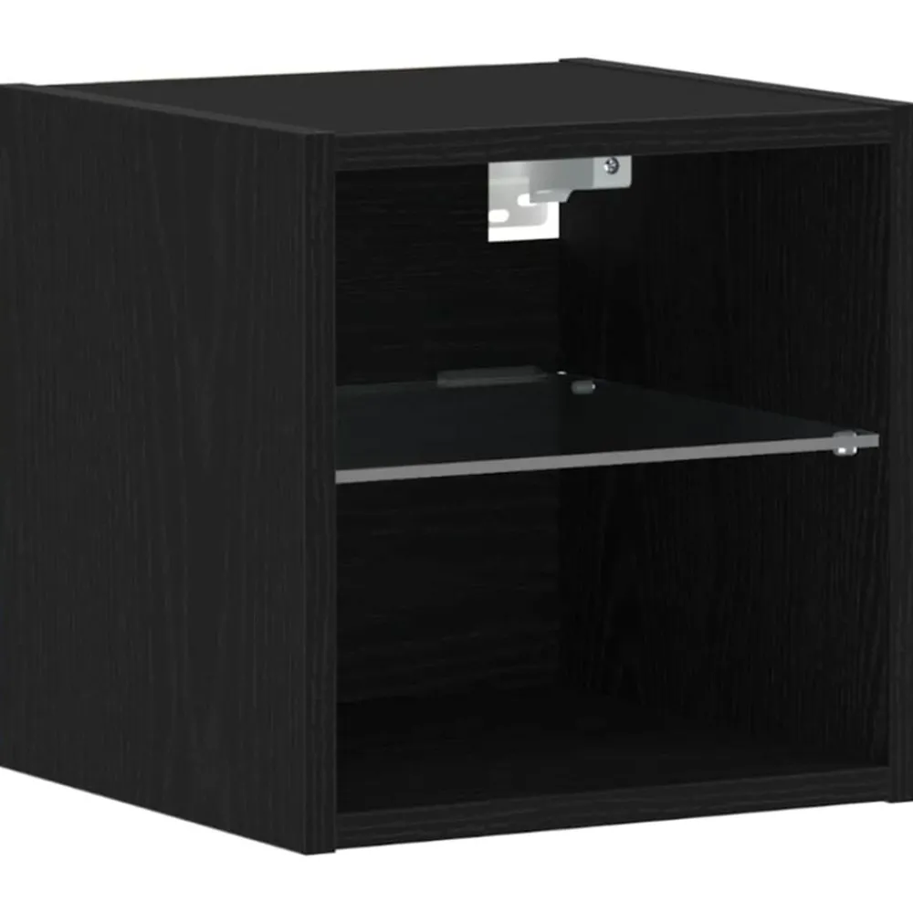 LED Wand Bedside Kast Zwart 30 x 28,5 x 30 cm Bewerkt hout>vidaXL Discount